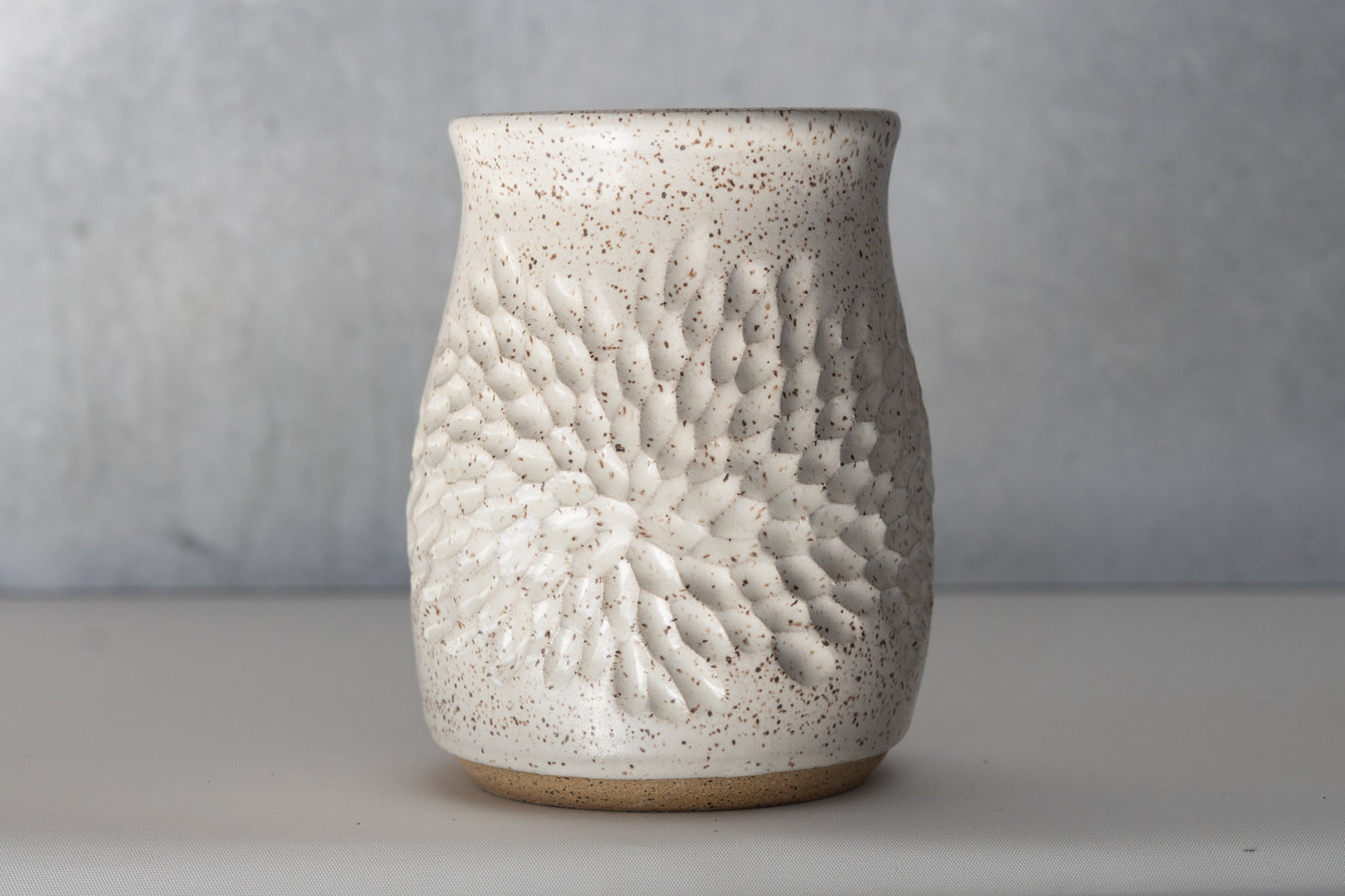 Farmhouse White Carved Vase