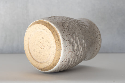 Farmhouse White Carved Vase