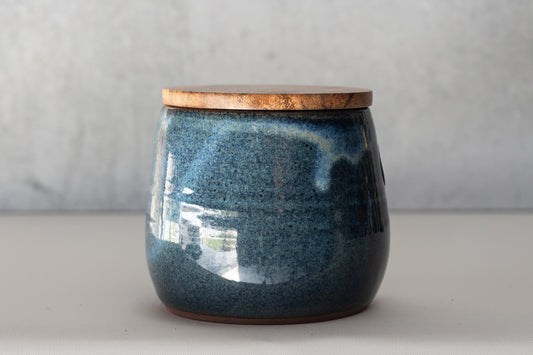 Deep Water Carved Lidded Jar