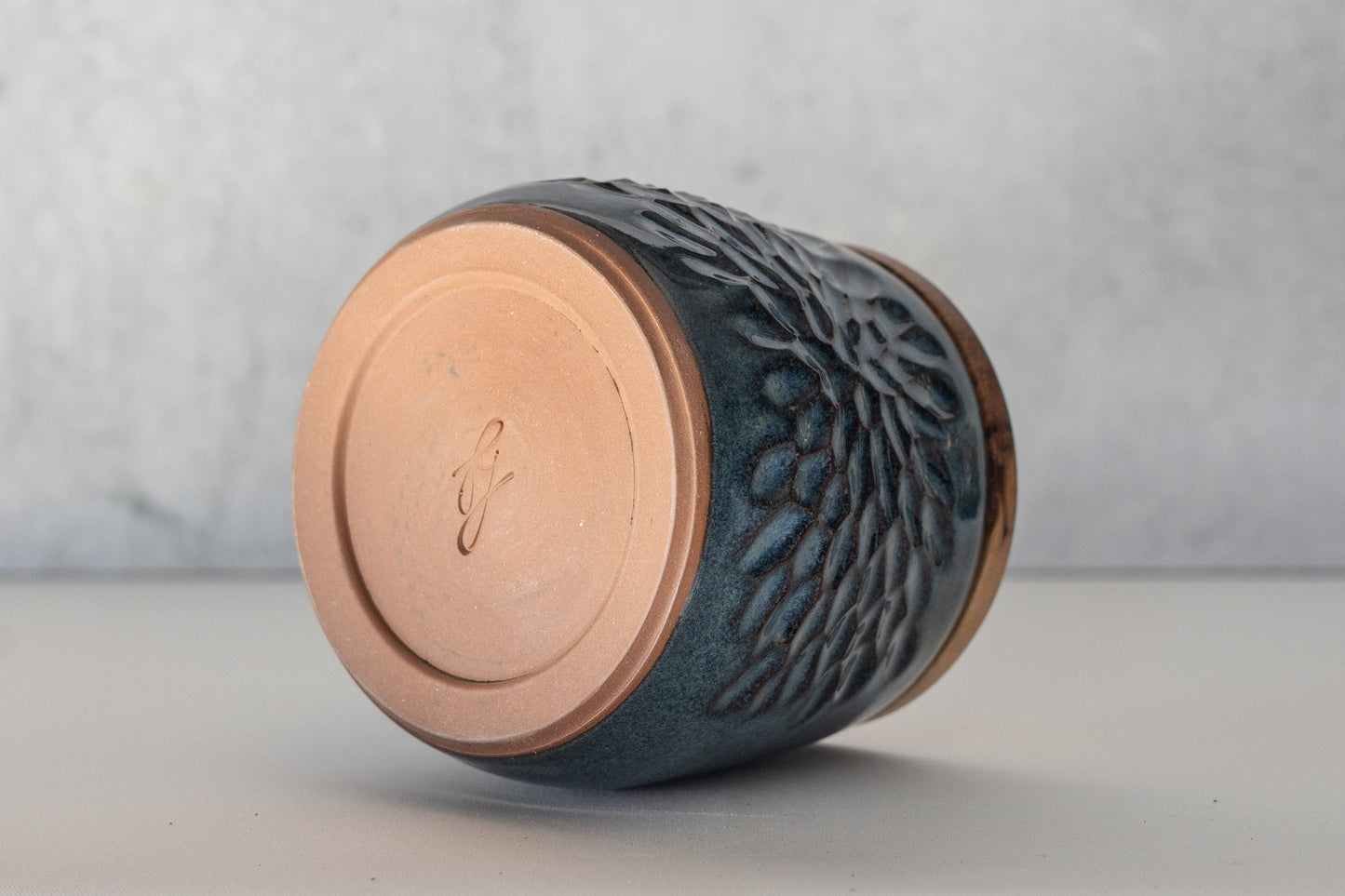 Deep Water Carved Lidded Jar