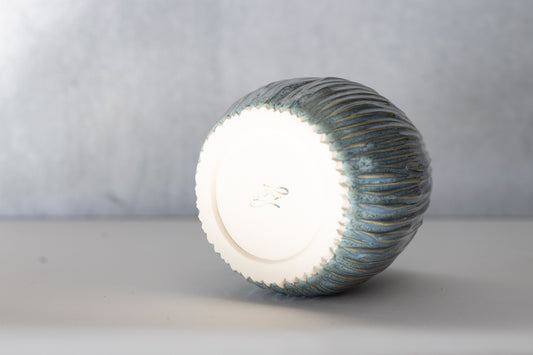 Frosted Blue Carved Vase