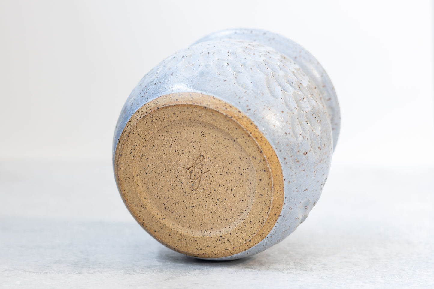 Periwinkle Round Carved Vase