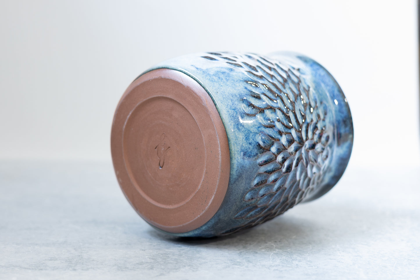 Manitou Blue Carved Vase