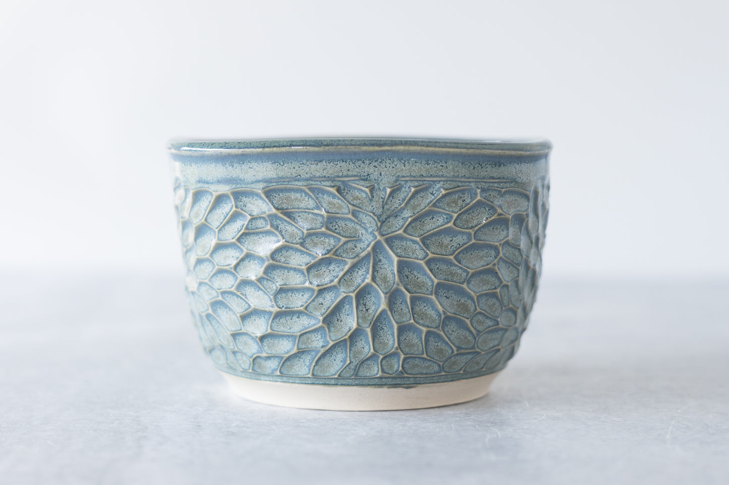 Frosted Blue Square Carved Planter