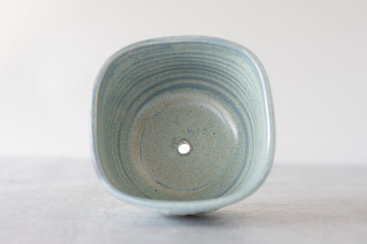 Frosted Blue Square Carved Planter