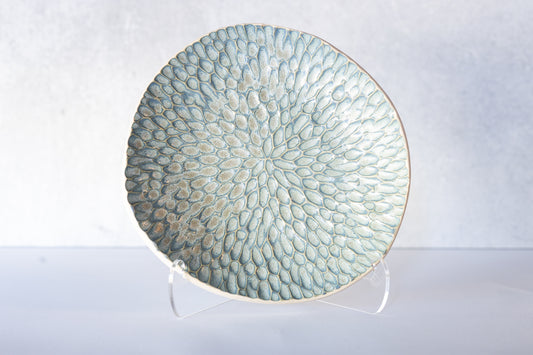 Frosted Blue Carved Decorative Bowl