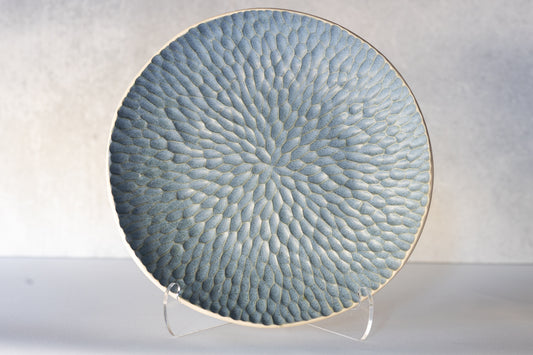 Semi Matte Blue Carved Decorative Bowl