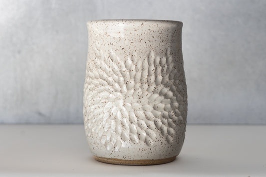 Farmhouse White Carved Vase