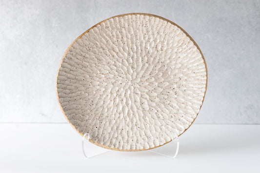 Farmhouse White Carved Decorative Bowl