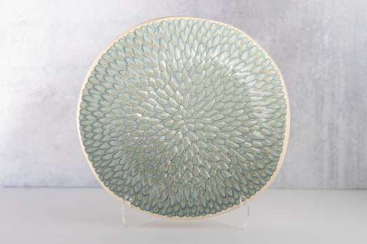 Frosted Blue Carved Decorative Bowl