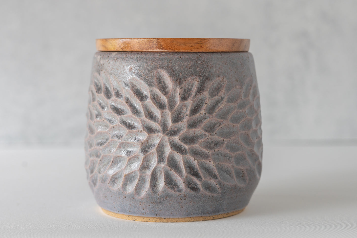 Lavender Carved Lidded Jar