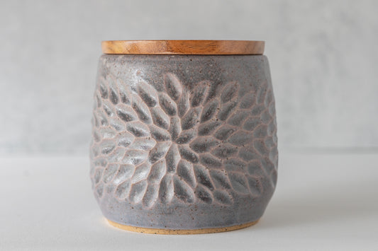 Lavender Carved Lidded Jar