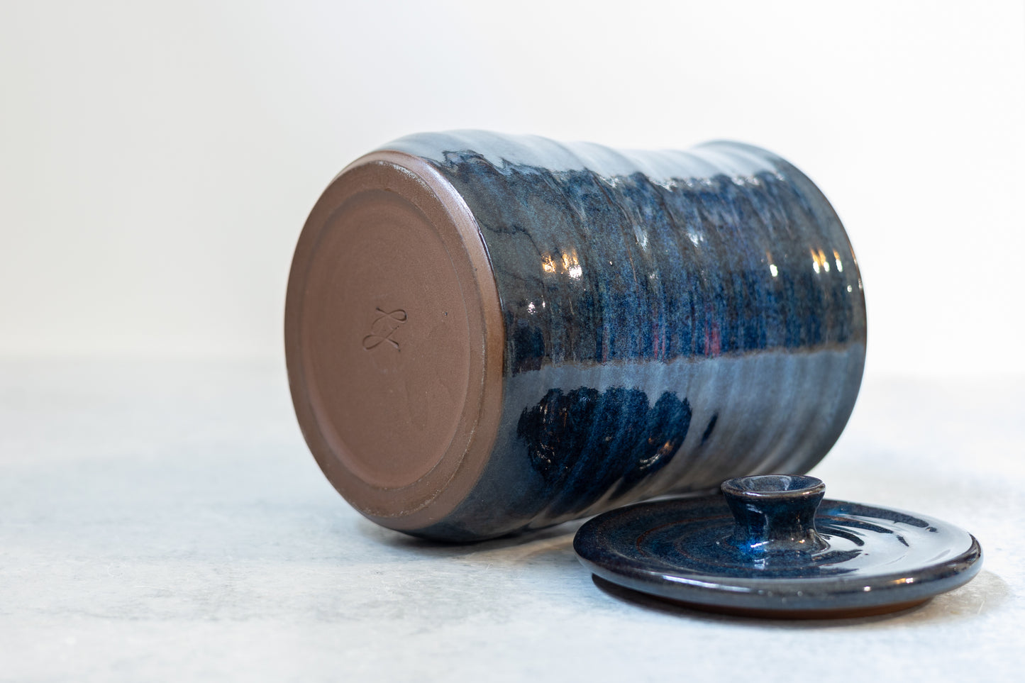 Manitou Blue Tall Lidded Jar