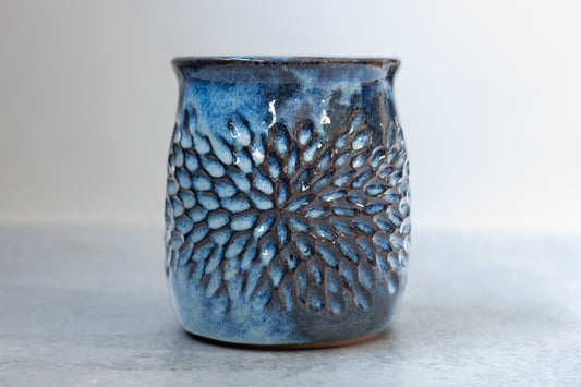 Manitou Blue Carved Vase