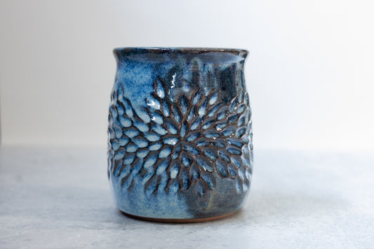 Manitou Blue Carved Vase