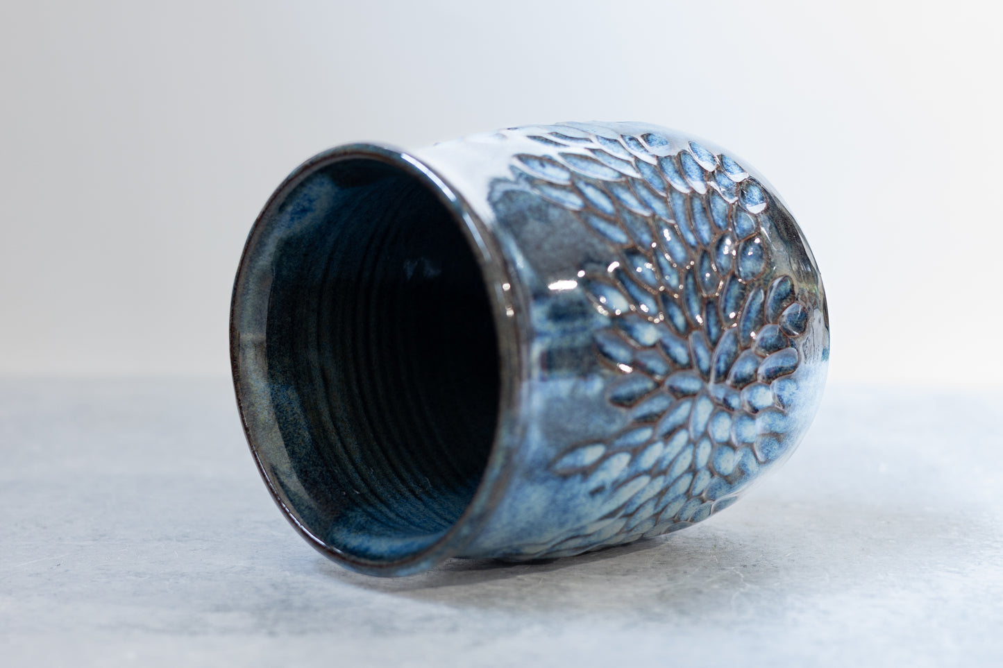 Manitou Blue Carved Vase