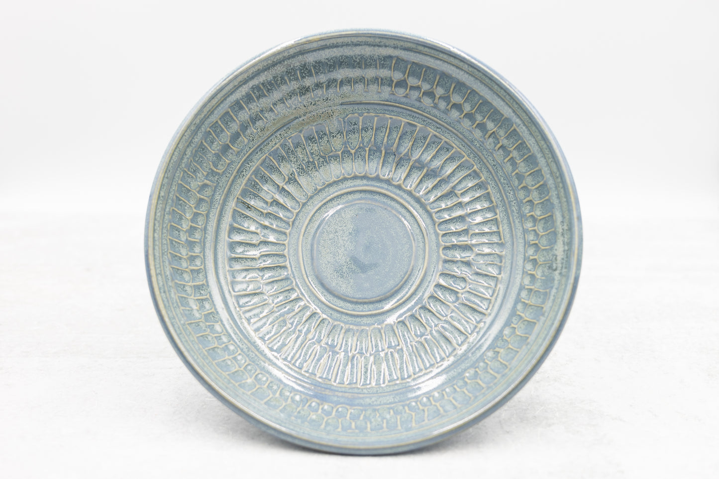 Frosted Blue Low Serving Bowl