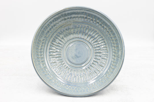Frosted Blue Low Serving Bowl