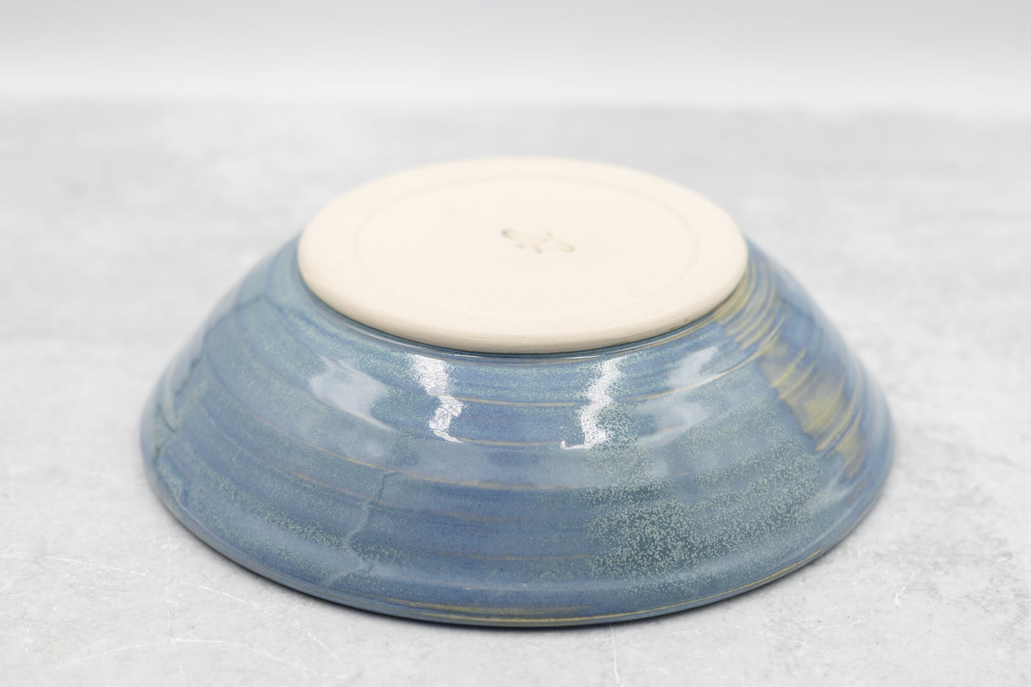 Frosted Blue Low Serving Bowl