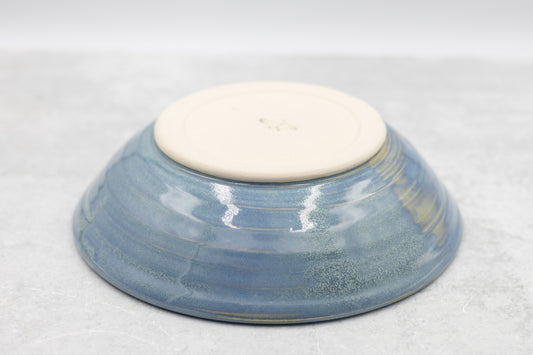 Frosted Blue Low Serving Bowl