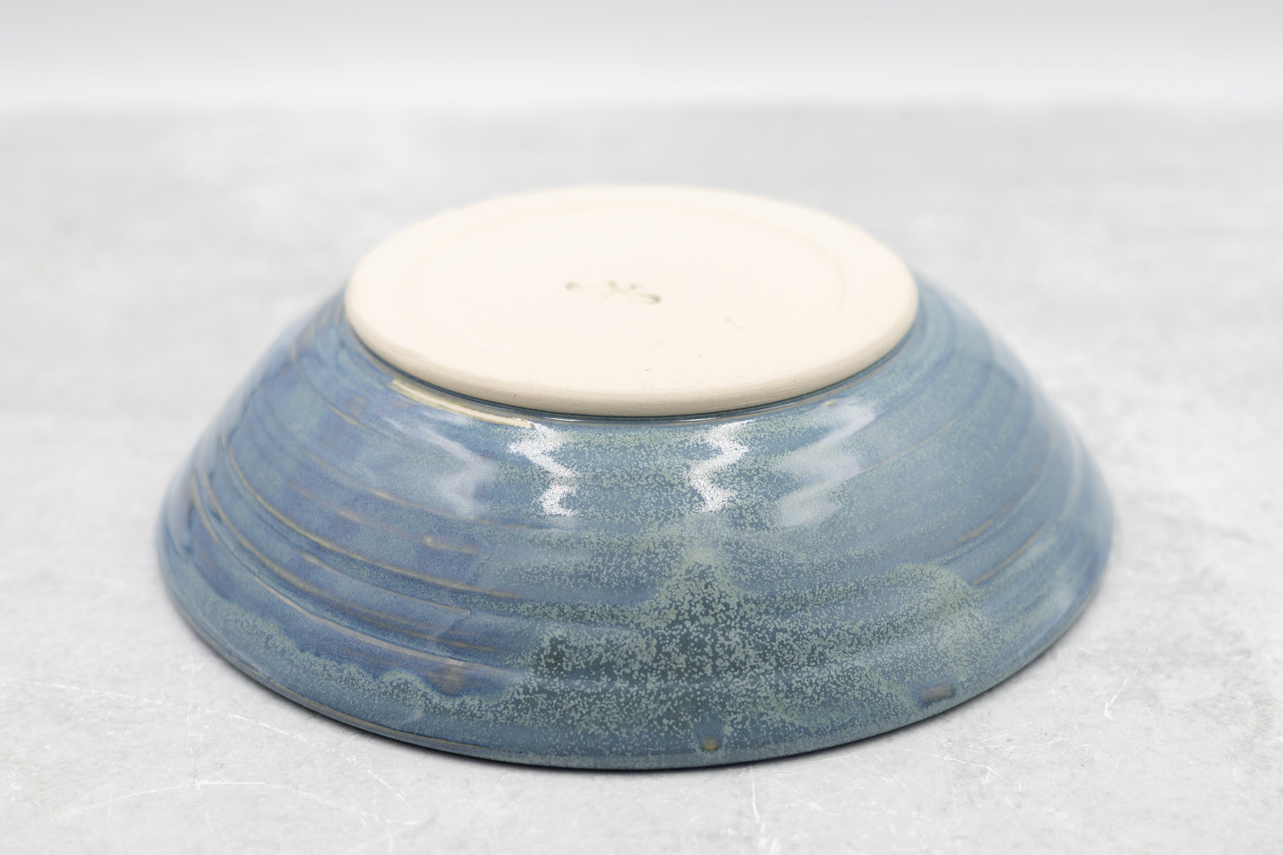 Frosted Blue Low Serving Bowl