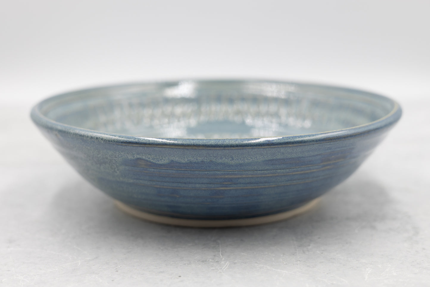 Frosted Blue Low Serving Bowl