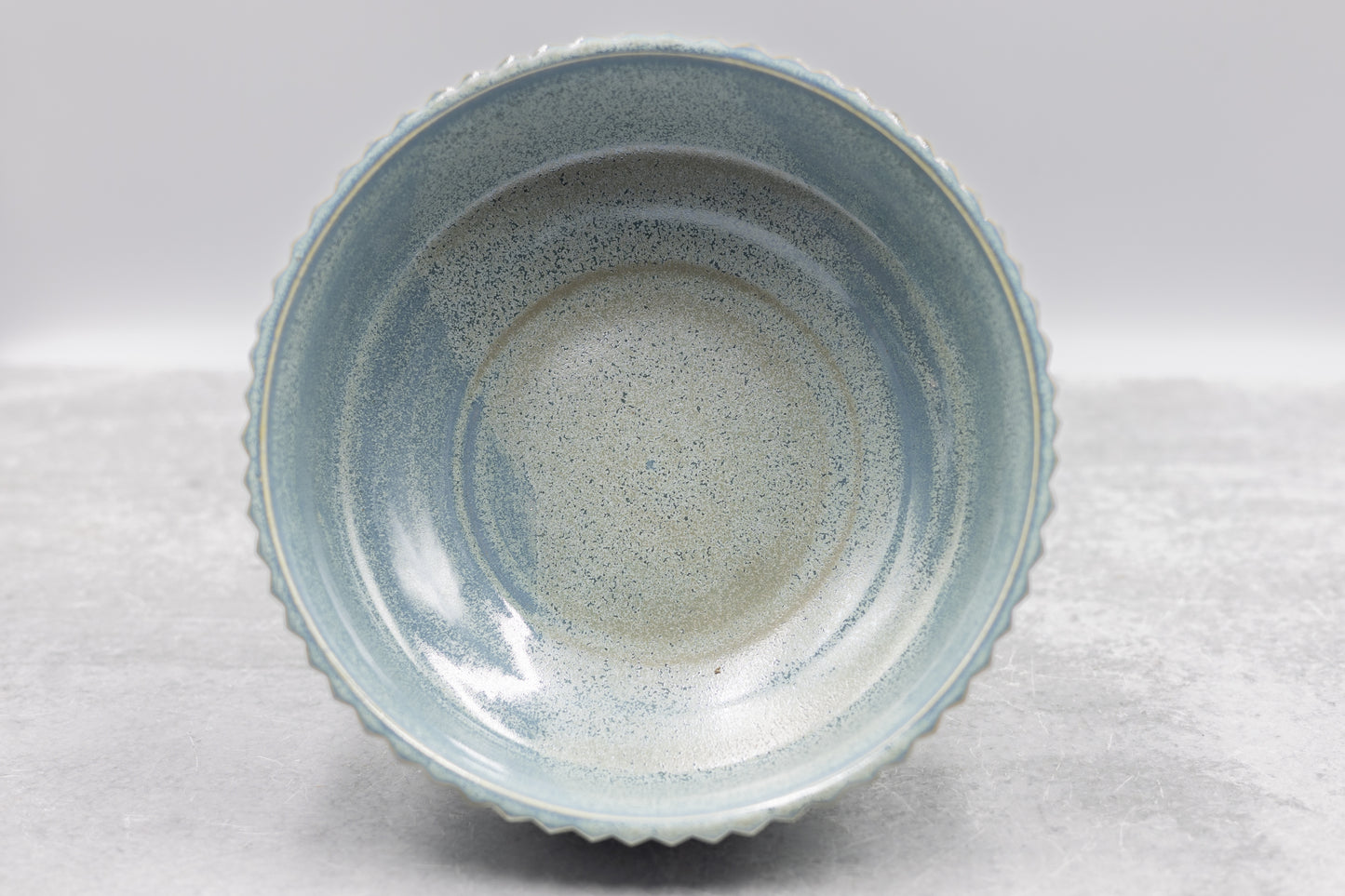 Frosted Blue Elevated Serving Bowl