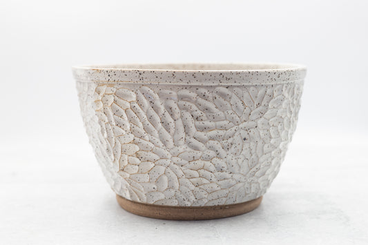 Farmhouse White Carved Fruit Bowl