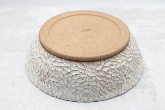 Farmhouse White Large Carved Serving Bowl