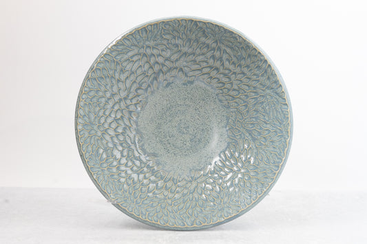 Frosted Blue Carved Rim Decorative Bowl