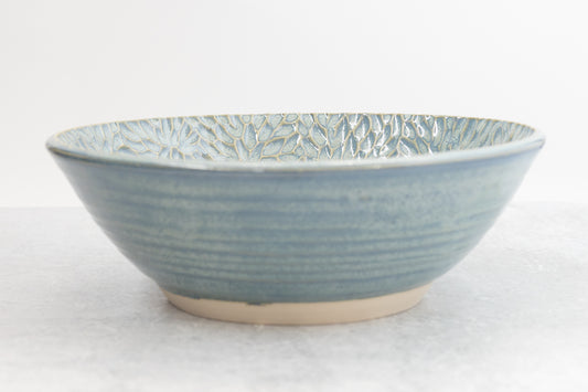 Frosted Blue Carved Rim Decorative Bowl