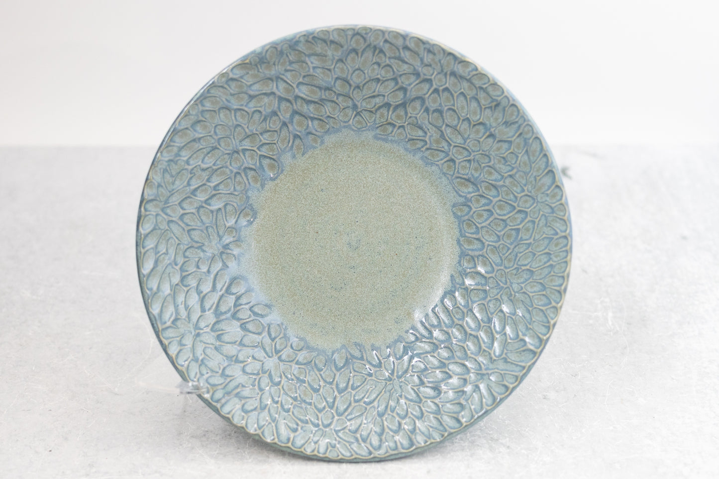 Frosted Blue Carved Rim Decorative Bowl