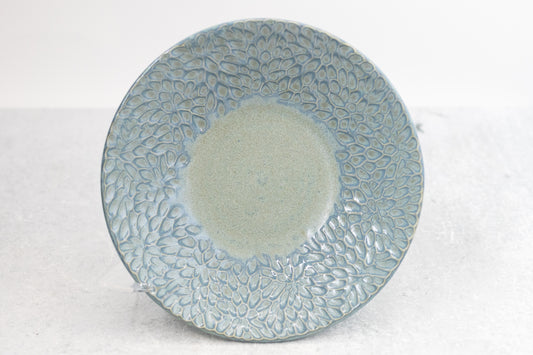 Frosted Blue Carved Rim Decorative Bowl