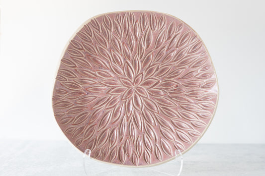 Frosted Pink Carved Decorative Bowl