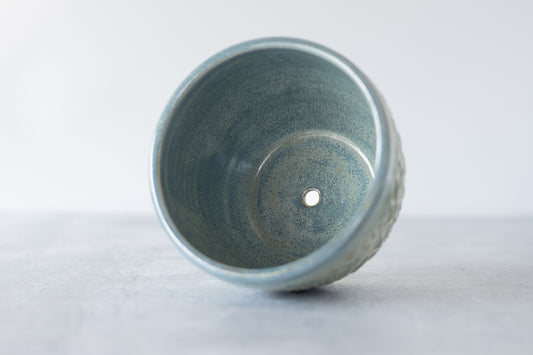 Frosted Blue Carved Planter