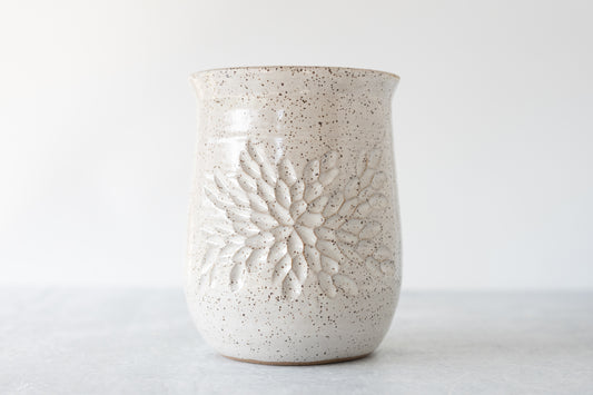 Farmhouse White Carved Vase