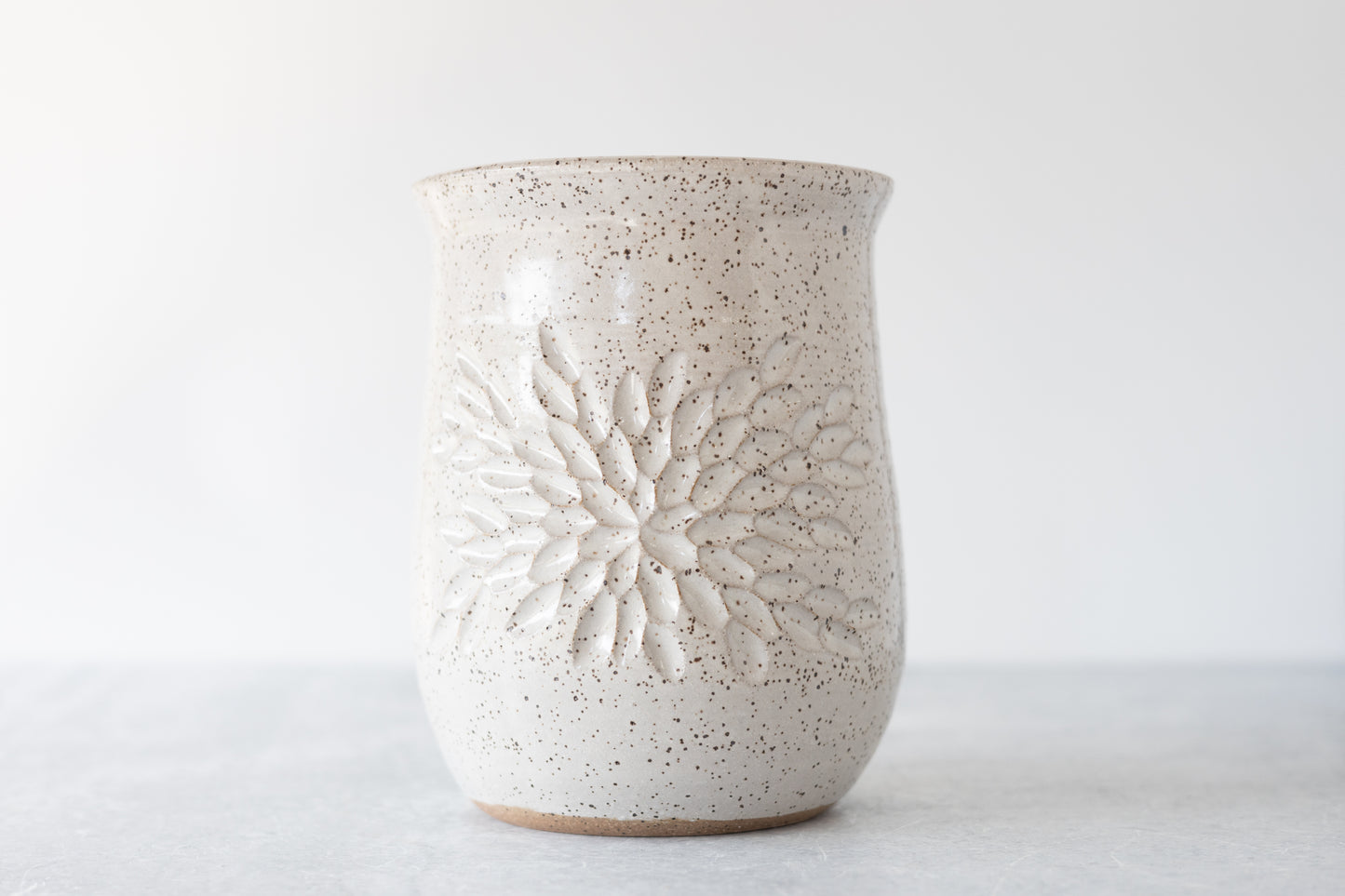 Farmhouse White Carved Vase