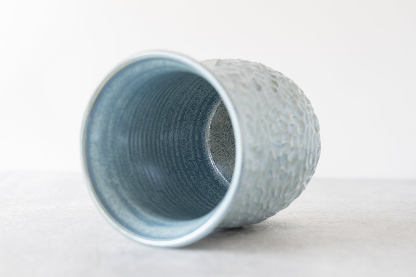 Frosted Blue Carved Vase