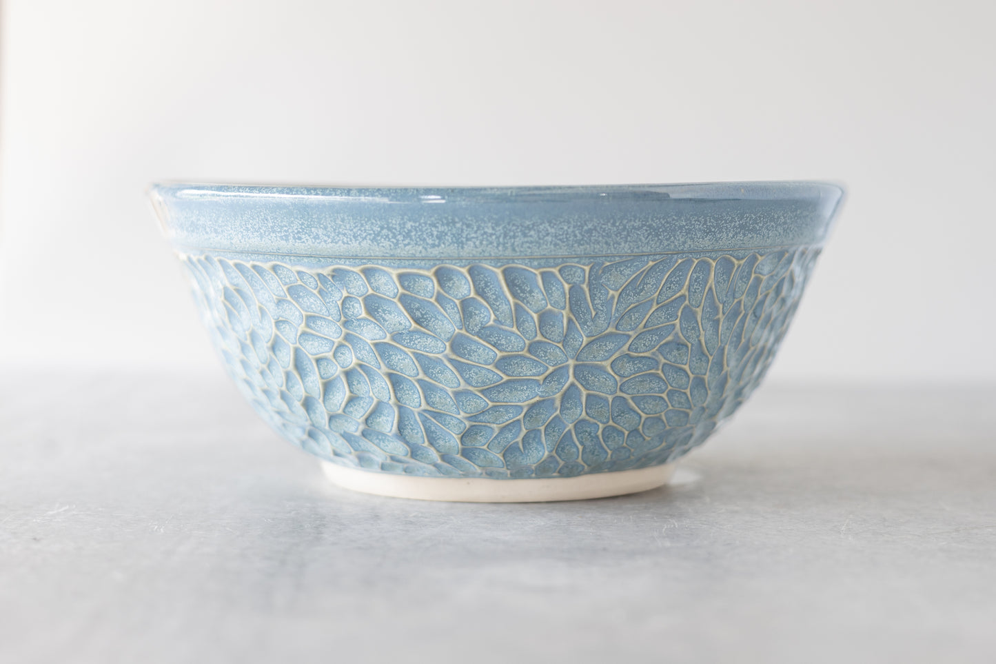 Frosted Blue Carved Decorative Bowl