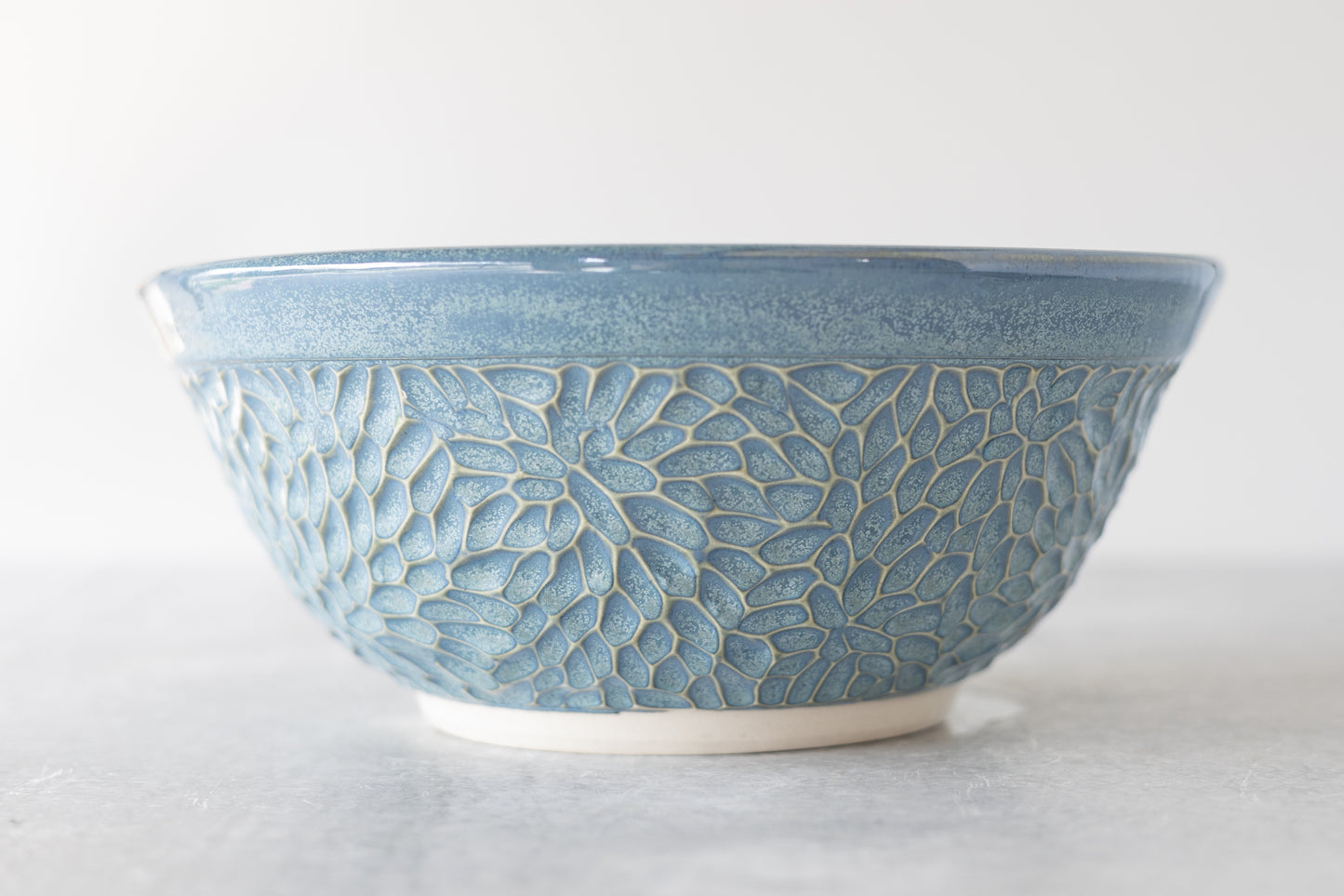 Frosted Blue Carved Decorative Bowl