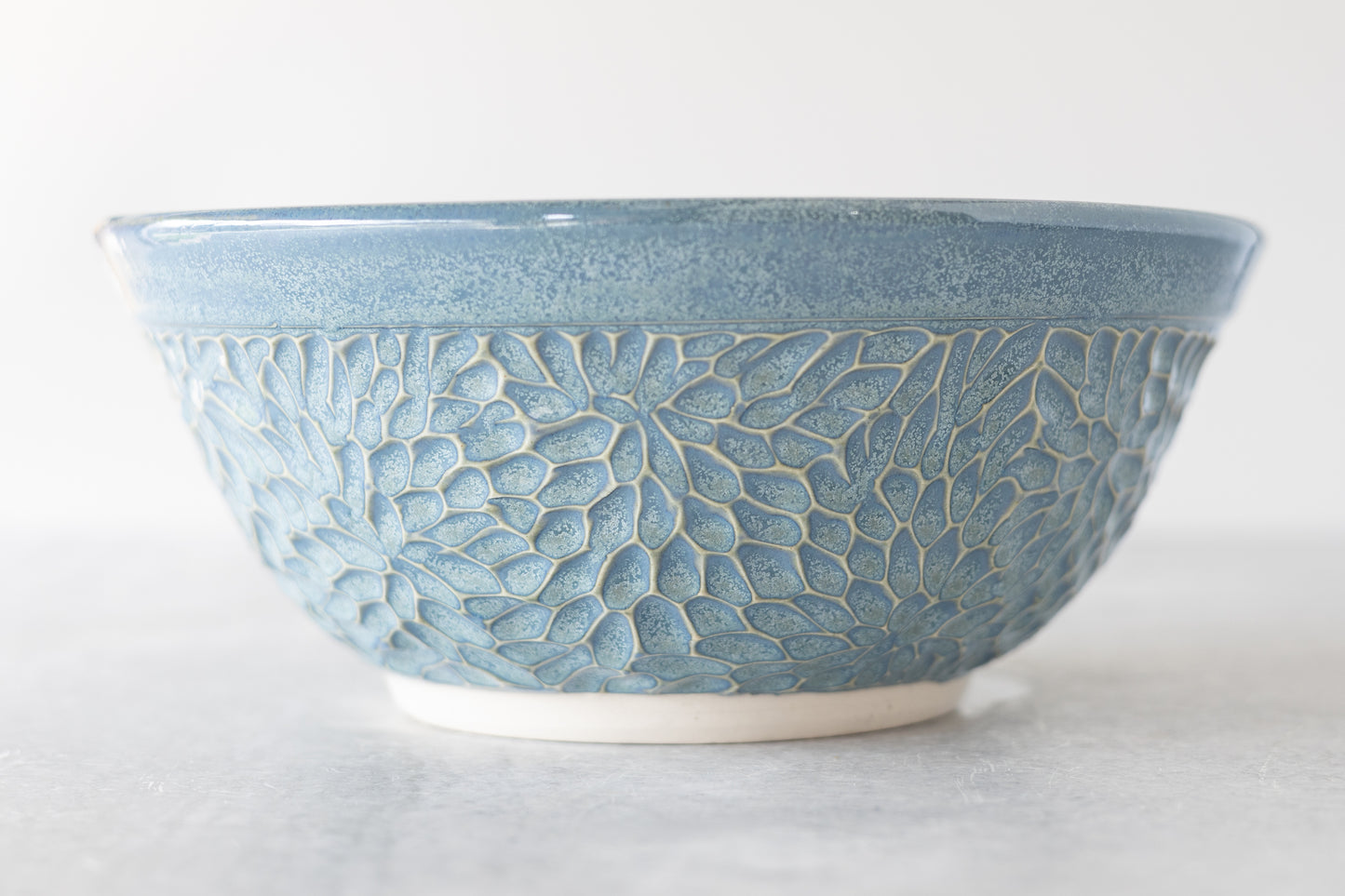 Frosted Blue Carved Decorative Bowl