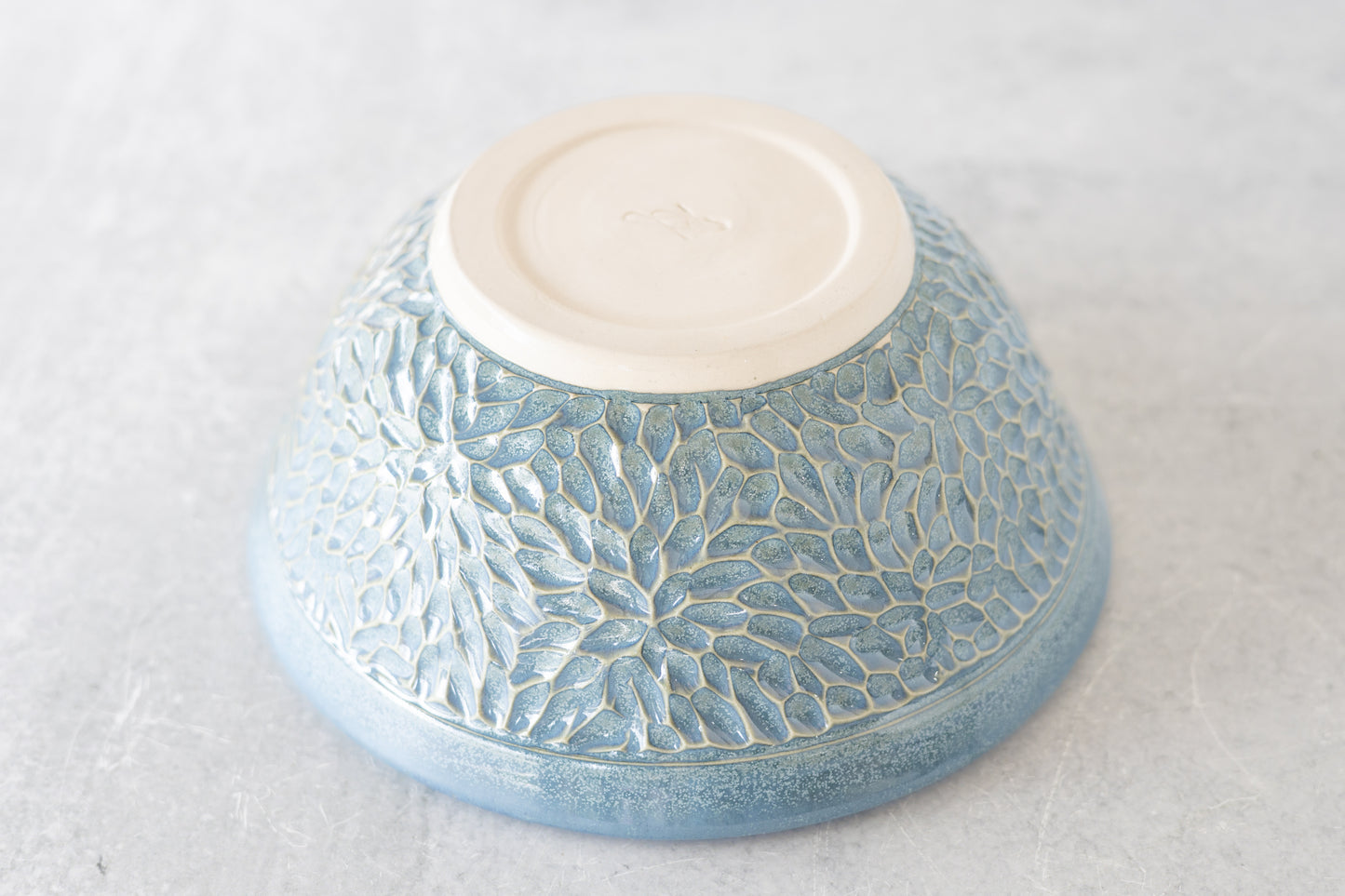 Frosted Blue Carved Decorative Bowl