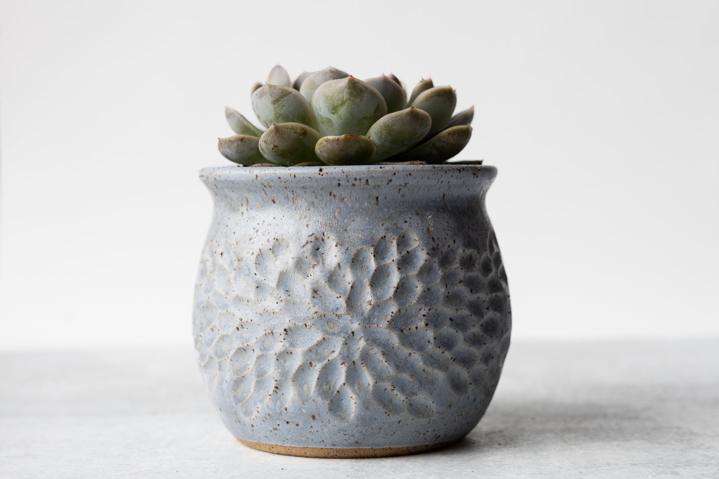 Periwinkle Round Carved Planter