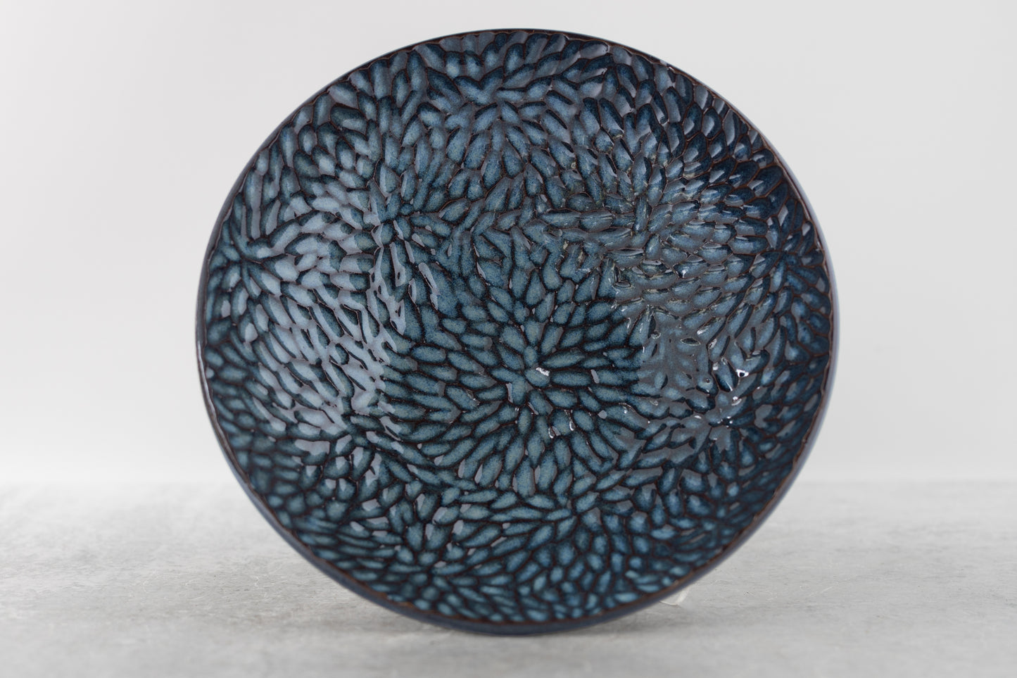 Deep Water Botanical Carved Bowl