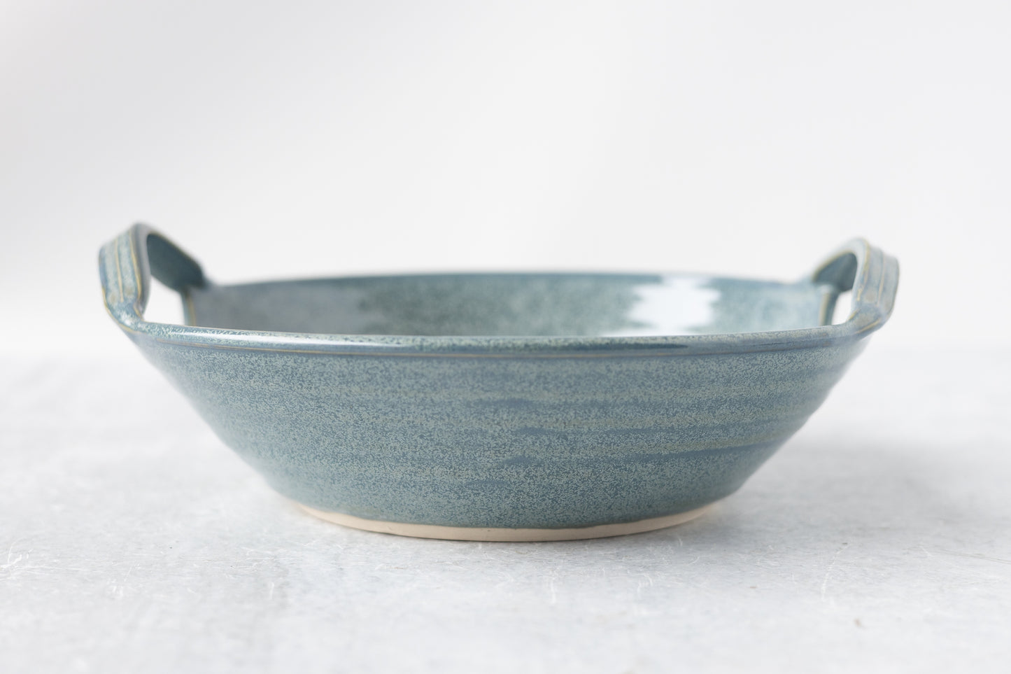 Frosted Blue Serving Bowl with Handles