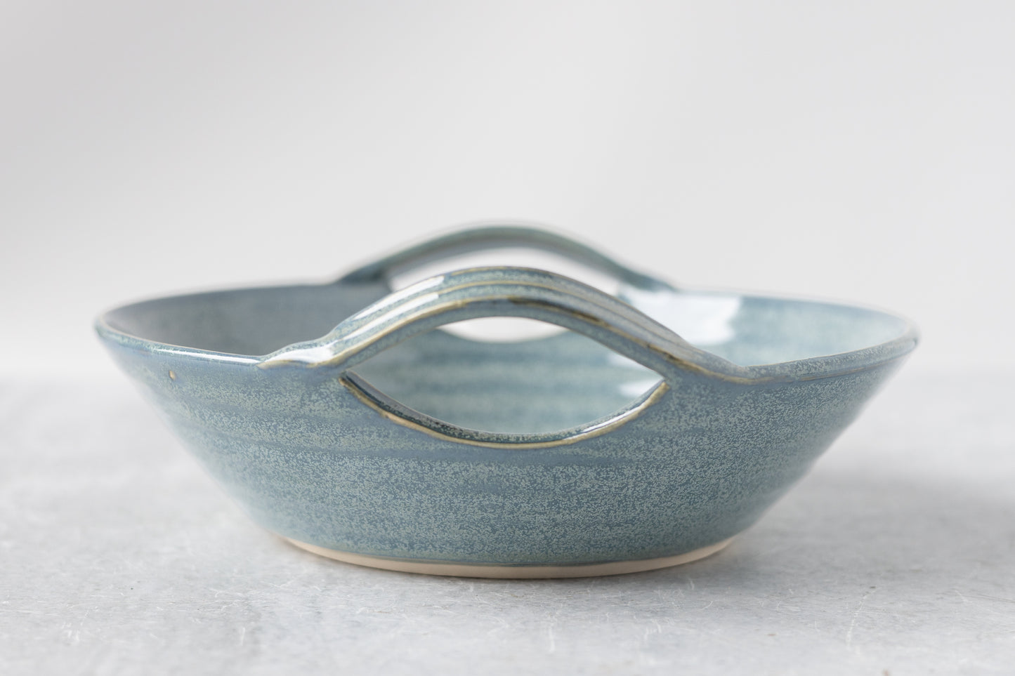 Frosted Blue Serving Bowl with Handles