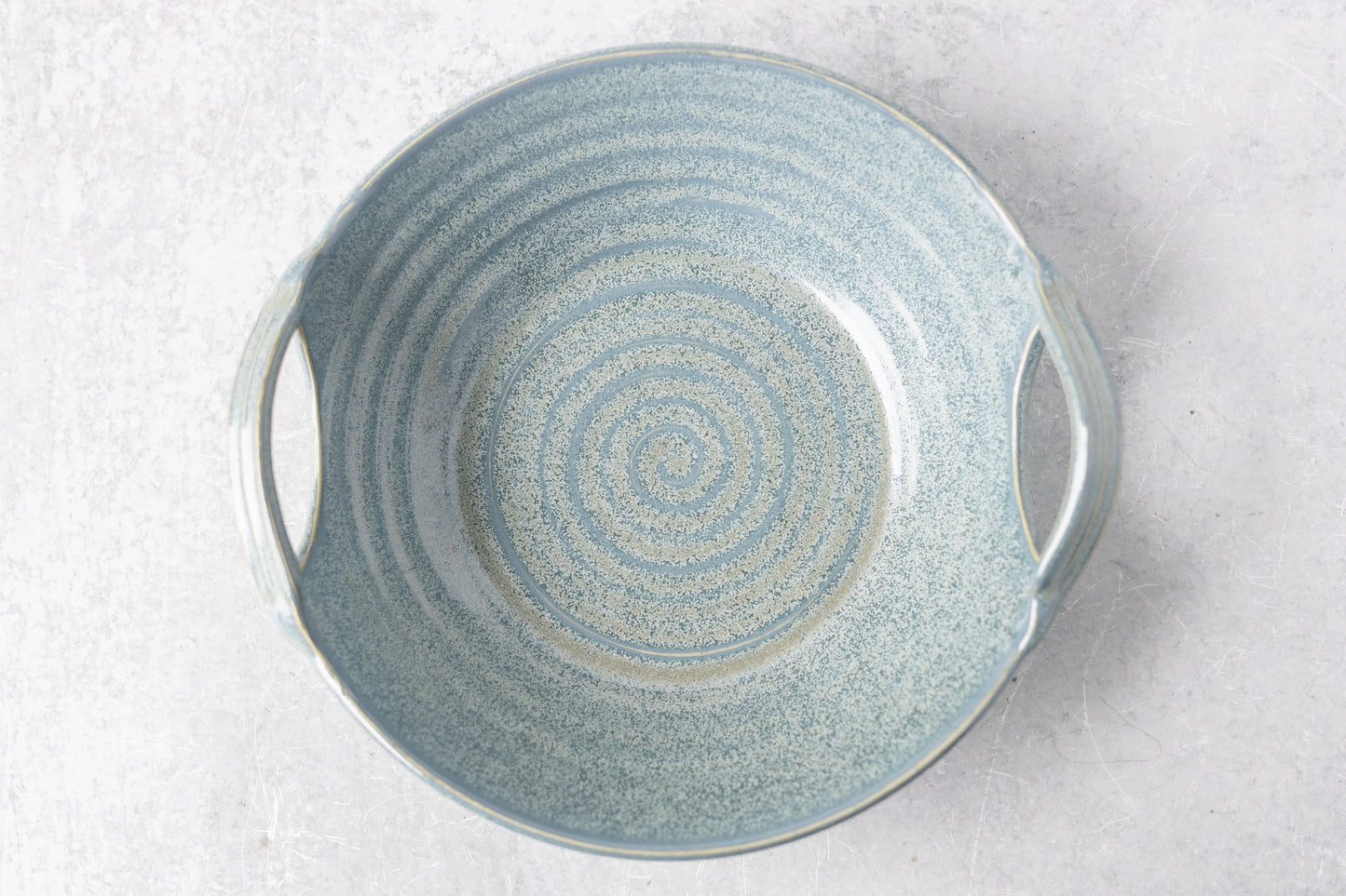 Frosted Blue Serving Bowl with Handles