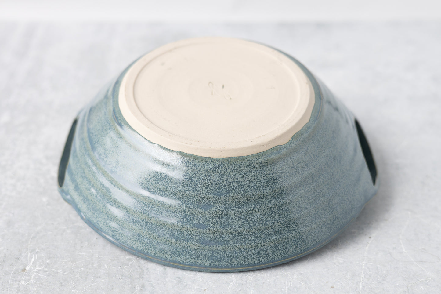 Frosted Blue Serving Bowl with Handles