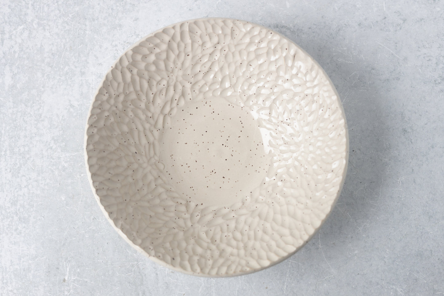 Farmhouse White Carved Serving Bowl