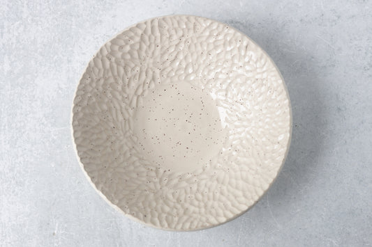 Farmhouse White Carved Serving Bowl